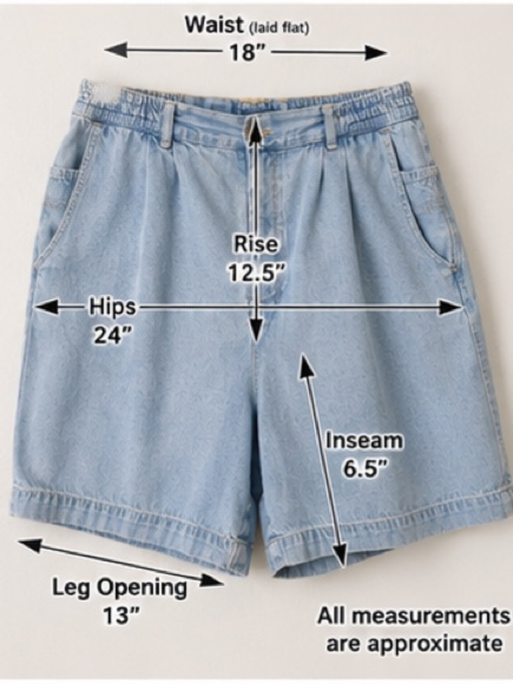 Tip Top Denim Bermuda Shorts Women’s Size 12 Light Wash Elastic Waist Relaxed - Picture 5 of 7